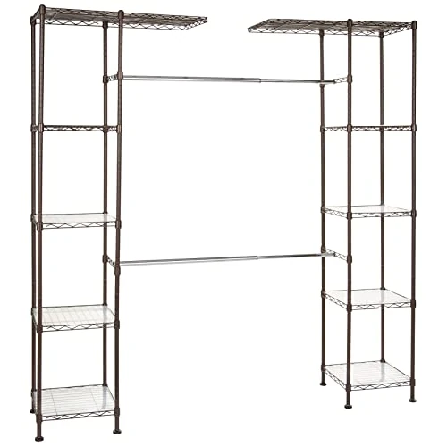 Offerta a tempo: Amazon Basics Sistema organizer espandibile per armadio, 35.6 by 147 to 160 by 182.9 cm, Bronze - 5% da 47.99 € a 45.59 €