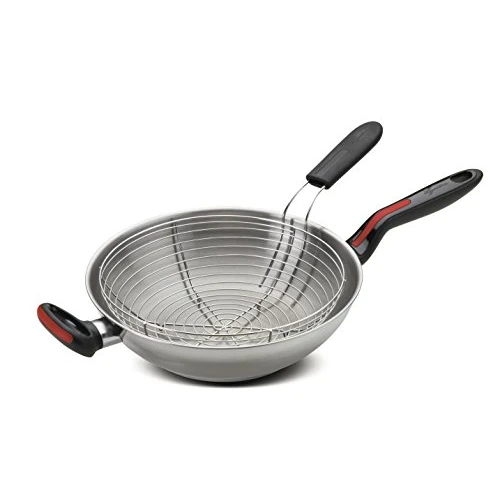 Lagostina Linea Rossa For Wok Pan, Sofrito Round Casserole Pot for Wok Pan, Black, Red, Stainless Steel, Stainless Steel, Ceramic, Gas, Induction, Sealed Plate