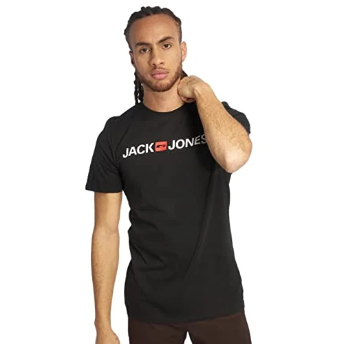 JACK & JONES Jjecorp Logo Tee Ss Crew Neck Noos, T-Shirt Homme, Noir (Black Detail: Slim Fit), X-Large