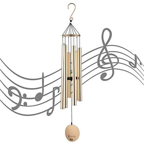 OSVINO Klangspiele Windspiele Deko mit Klang Aluminium groß Gesamtlänge 75cm für draußen Balkon Garten, Rosagold