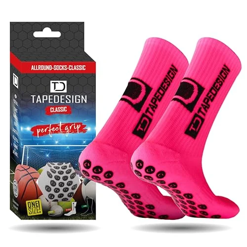 Tijdelijke aanbieding: Tapedesign Klassieke voetbalsokken met rubberen noppen (uniseks), neo pink, One size van 29.95 € naar 23.61 € (21% korting)