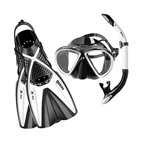 Offerta a tempo: Mares Set Marea X-One - Kit maschera, pinne e boccaglio snorkeling adulto, maschera in silicone, pinne Channel Thrust regolabili senza fibbia, boccaglio semi-secco ergonomico - 58% da 110.89 € a 46.15 €