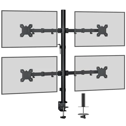 Limited-time offer: BONTEC Quad Monitor Stand for 13-27 Inch Screens, Height Adjustable, Full Motion Monitor Arm with Tilt, Swivel, Rotation, Heavy-Duty Desk Mount, Supports up to 10kg per Arm, VESA 75x75/100x100 from 55.99 GBP to 48.99 GBP (save 13%)