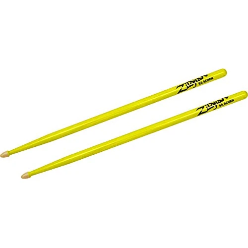 Zildjian Z5AACDGY 5A Hickory Drumsticks - Wood Acorn Tip - Neon Yellow