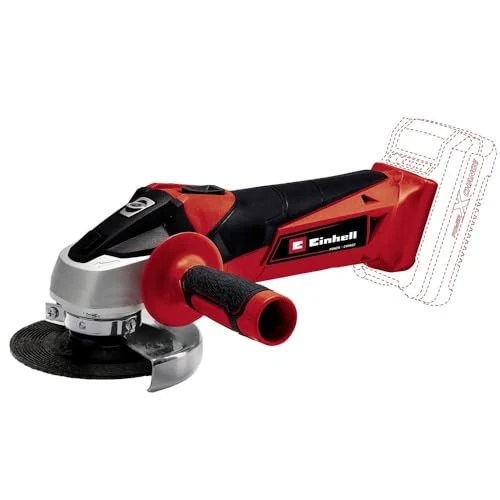 Einhell Amoladora angular con batería TC-AG 18/115 Li-Solo Power X-Change (18 V, 115 mm diámetro de disco, 28 mm profundidad de corte, arranquue suave, sin disco, sin batería) Rojo/Negro