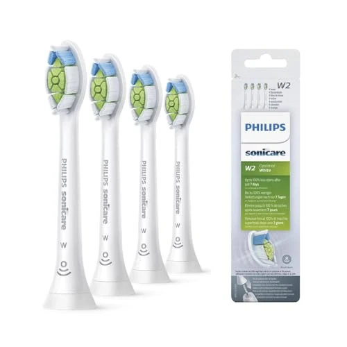 Philips Sonicare - Têtes de brosses à dents électriques soniques W2 Optimal White pour des dents plus blanches, en Blanc, Lot de 4, Blanc (Modèle HX6064/10)