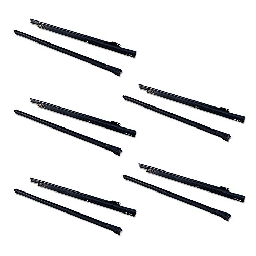 Limitiertes Angebot: Emuca - Schubladenführungen mit Rollen und Teilauszug, Schwarz lackiert, 600 mm, 5 Stück von 39.48 EUR auf 39.48 EUR (Spare 0%)