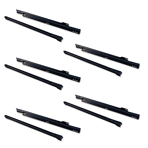 Offerta a tempo: Emuca - Guida-Binario con Cuscinetti a Rulli per Cassetto, Verniciato Nero, lunghezza 400 mm, Set di 5 - 22% da 17.95 € a 14.07 €