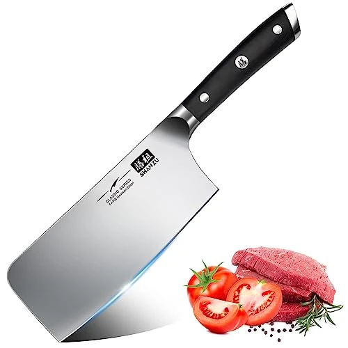 Oferta limitada: SHAN ZU Hacha de Cocina, Cuchillo de Carnicero 18cm, Cuchillo de Cocina, Hacha para Cortar Carne y Verduras, Hoja de Acero Inoxidable alemán, Mango de Madera - Classic Series de 25.98 EUR a 24.39 EUR (ahorro 6%)