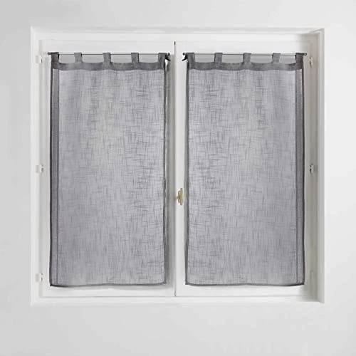 Limited-time offer: Douceur d'Intérieur Haltona Pair of Straight Loops Linen Effect Haltona Weave Polyester, Grey, 120 x 60 cm from 9.40 £ to 9.40 £ (save 0.00%)