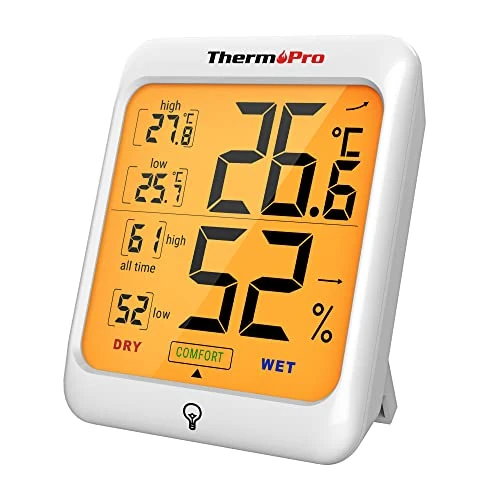 Limited offer: ThermoPro TP53 Hygrometer Digital Indoor Room Lab Greenhouse Thermometer Temperature Humidity Monitor Gauge Indicator for Nursery Home Office with Touch Backlight Amphibians Hygrometer from 12.99 EUR to 11.69 EUR (save 10%)