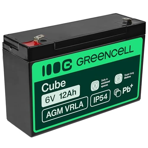 Limited-time offer: Green Cell 6V 12Ah (4.6mm) 12000mAh VRLA AGM Battery from 16.38 GBP to 16.38 GBP (save 0%)