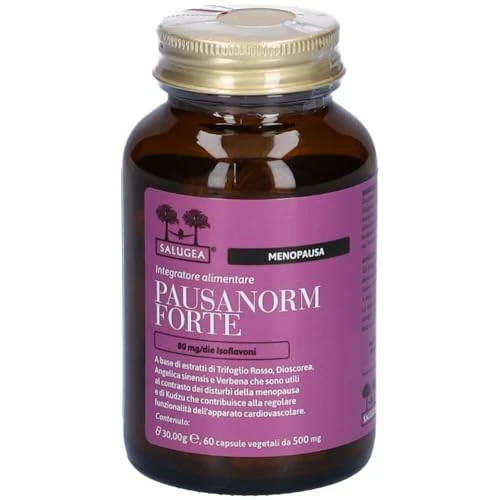 Offerta a tempo: Pausanorm Forte Salugea - Integratore per la Menopausa senza Soia - 100% Naturale con Trifoglio Rosso, Kudzu, Dioscorea, Verbena - Flacone In Vetro - 60 Capsule - 22% da 42.20 € a 32.74 €