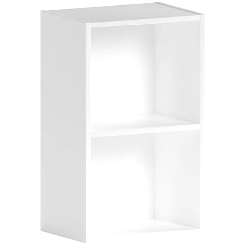 Vida Designs Oxford 2 Niveau Cube Bibliothèque, Moderne Space-Saving Meuble de Rangement for Salon, Chambre Or Bureau, Autoportant Exposition Shelf, H54xW32xD24cm (Blanc)
