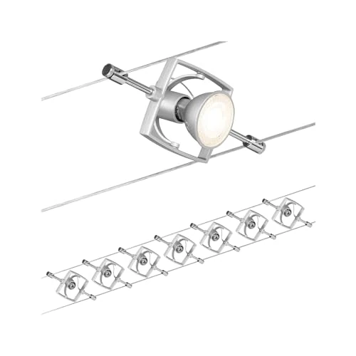 Offerta a tempo: Paulmann sistema di cavi per faretti, 94152, set Mac II, massimo 7 pezzi da 10 W l’uno, cromato, opaco, in metallo, lampade con cavi, in plastica, lampada da soffitto, GU 5,3, senza lampadina - 21% da 152.75 € a 119.98 €