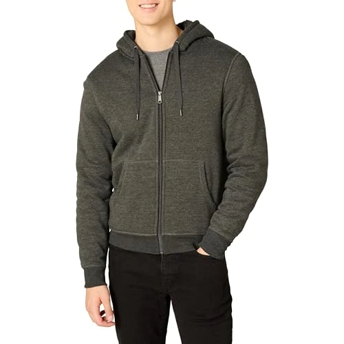 Offre limitée : Amazon Essentials Sweat à Capuche avec Fermeture Éclair intégrale et Doublure en Polaire Sherpa Homme, Charbon Chiné, L de 24.90 € à 24.90 € (0.00% de remise)
