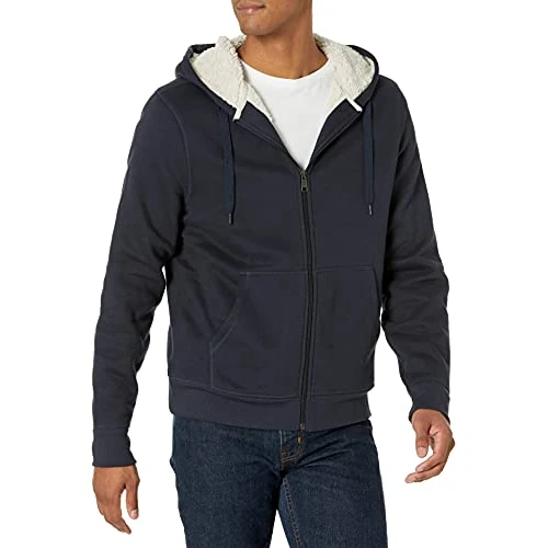 Amazon Essentials Herren Hoodie mit Sherpa-Futter und durchgehendem Reißverschluss, Marineblau, M
