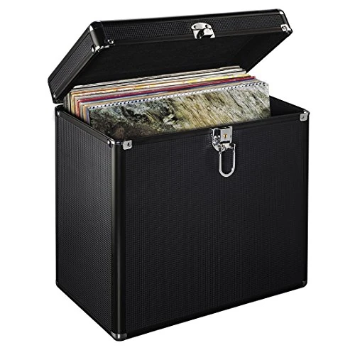 Offre limitée : Hama Mallette (LP 50, Aspect alu, en Aluminium, pour Stocker 50 disques, verrouillable, Boîte de Rangement pour Vinyle, boîtier pour Disque) Noire de 75.49 € à 64.02 € (15% de remise)
