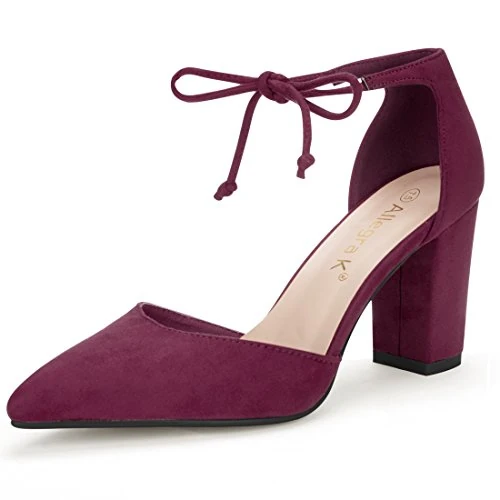 Offerta a tempo: Allegra K Donne Caviglia Punto Legatura Punta Décolleté Vestito Borgogna 38 - 0.00% da 50.70 € a 50.70 €