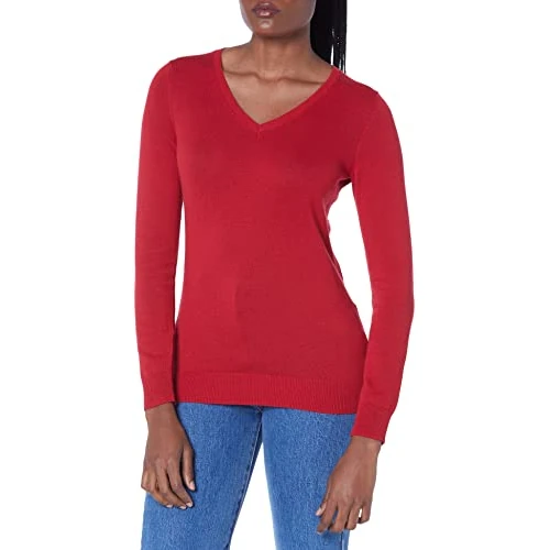 Oferta ograniczona: Amazon Essentials Damski klasyczny krój, lekki sweter z długim rękawem i dekoltem w serek (dostępny w rozmiarze plus), czerwony, L z 113.00 PLN na 113.00 PLN (zniżka 0%)