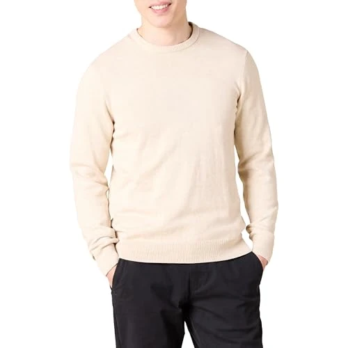 Limitiertes Angebot: Amazon Essentials Herren Langärmliger Pullover Mit Rundhalsausschnitt, 100% Baumwolle, Erhältlich In Groß Und Schwer, Haferbeige Meliert, S von 19.20 EUR auf 13.30 EUR (Spare 31%)