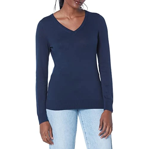 Limited-time offer: Amazon Essentials Women's Lightweight Long-Sleeve V-Neck Sweater, Navy, X-Large from $16.10 to $16.10 (save 0.00%)
