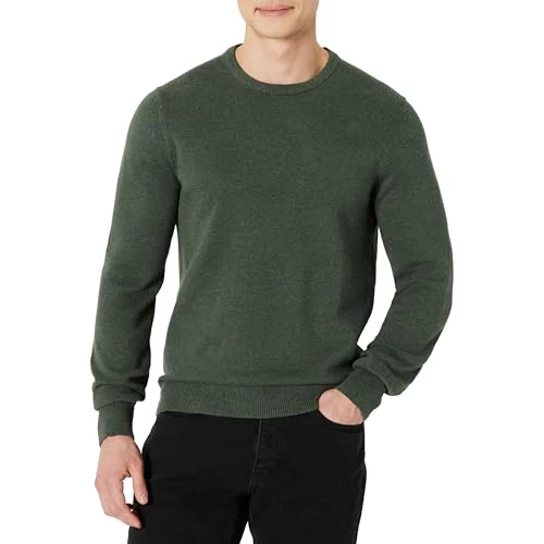 Offre limitée : Amazon Essentials Pull à Col Rond et Manches Longues, 100% Coton (Disponible en Grandes Tailles et Grandes Longueurs) Homme, Vert Olive Chiné, L de 19.20 € à 17.30 € (10% de remise)