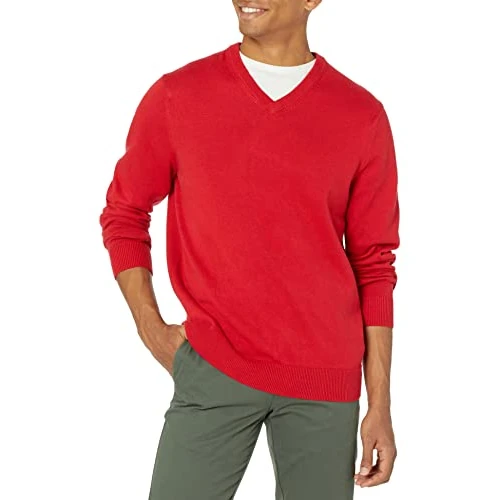 Limited-time offer: Amazon Essentials Men's V-Neck Sweater, Red, X-Small from $23.30 to $23.30 (save 0.00%)