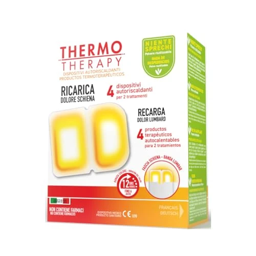 Thermo Therapy Ricarica Fascia Ricaricabile per Dolore Schiena, Non Contiene Farmaci, Durata del Calore fino a 12 Ore, Confezione con 4 Dispositivi Terapeutici Autoriscaldanti
