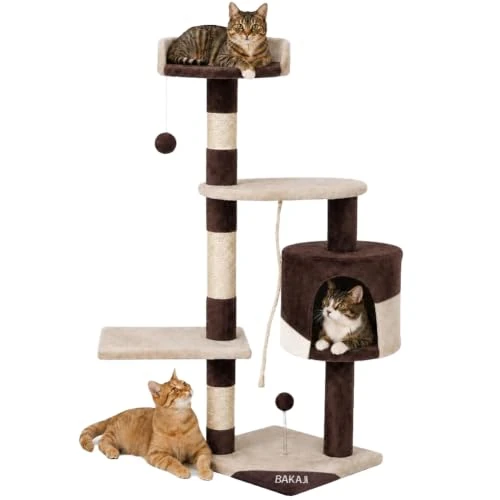 Zeitlich begrenztes Angebot: Bakaji Kratzbaum für Katzen in Sisal und Kuscheltiere Spielplatz Kratzbaum für Katzen und 3 Decks Maße 112 x 67 x 55 cm Creme und braune Farbe von 47.99 € auf 47.99 € (0.00% Rabatt)