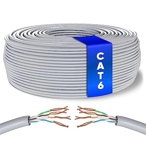 Offerta a tempo: Mr. Tronic Cavo Ethernet Cat 6 da 50m Bulk Cabel, Cavo di Rete LAN Cat 6 ad Alta Velocità Per Connessione Internet Veloce 1 Gbps – 250 MHz AWG24 Sfuso | UTP CCA (50 Metri, Grigio) - 34% da 43.45 € a 28.71 €