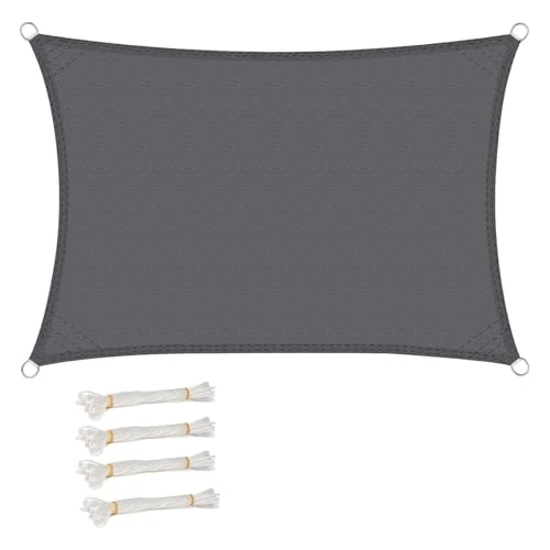 WOLTU Vela ombreggiante 4x5m in PES 160 g/m² Idrorepellente Tenda a Vela Parasole Rettangolare Protezione Solare Respirante Anti UV Giardino Esterni Grigio