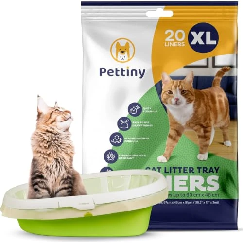 Limited-time offer: Pettiny 20 XL Cat Litter Tray Liners with Drawstrings Scratch Resistant Bags for Extra Large Litter Box from 15.99 £ to 12.95 £ (save 19%)