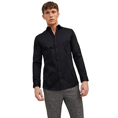 Offerta a tempo: JACK & JONES Camicia da uomo Super Slim Fit, Black/Fit: super slim, XS - 37% da 49.99 € a 31.45 €