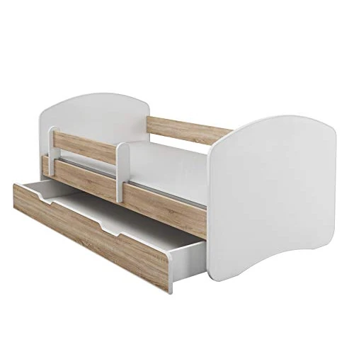 Offre limitée : ACMA II Lit Junior 140x70 cm Décor Chêne Sonoma avec Matelas et Sommier à Lattes - Lit Enfant avec Barrières de Sécurité, Supporte Jusqu’à 120 kg, Version avec Tiroir de 189.99 € à 189.99 € (0.00% de remise)