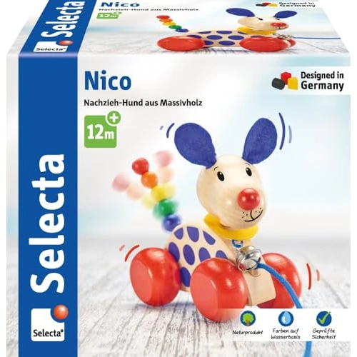 Limited offer: Selecta 62026 Nico Pull Along Dog Toy 1 Year to 3 Years Wooden 12 cm from 27.52 EUR to 27.52 EUR (save 0%)
