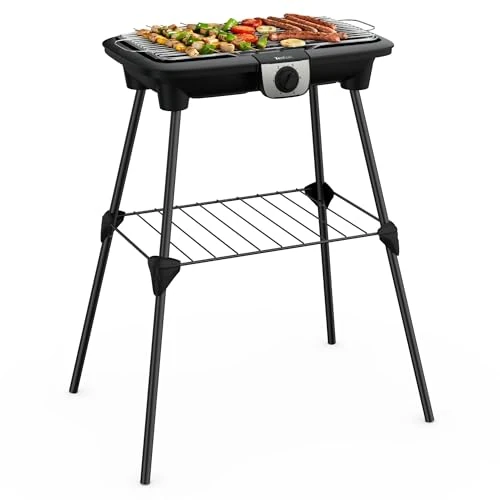 Tefal EasyGrill XXL Electric Barbecue with Stands, Large Cooking Surface, 2500 W, Adjustable Thermostat, Simultaneous Cooking, Indoor and Outdoor Use, Wind Guard BG921812