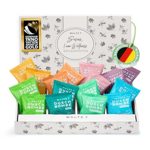 Offerta a tempo: WALTZ 7 Set Bombe da Doccia, 16 Pastiglie, 8 Profumi Naturali, Aromaterapia per Relax e Benessere, Oli Essenziali, Idee Regalo Donna, Uomo, Compleanno, Originale Utile — 29% da 34,99 € a 24,99 €