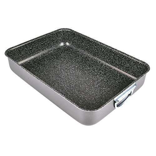 Alluflon Tradizione Italia, Bandeja para el Horno, Fuente con Superficie de Piedra, Revestimiento Antiadherente y Antirayaduras, Apta para el Lavavajillas, Medidas, 37 x 26.5 x 7 cm