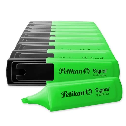 Pelikan Textmarker Signal, 10 x Leucht-Grün, 10 Stück, mit Keilspitze
