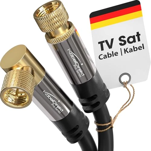 KabelDirekt – SAT Cable, Coaxial – Internet, Satellite Cable – TV/Aerial/Coax Cord, F-Connector – Designed in Germany – 90° Angled/Straight – 33ft (Radio, DVB-C/DVB-S2 – Black)