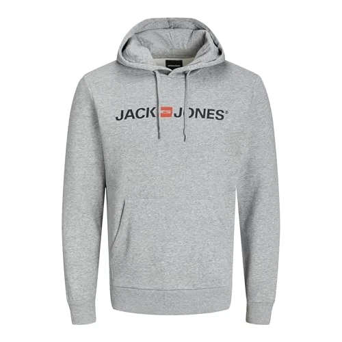 Limited-time offer: JACK & JONES Men's Jjecorp Logo Sweat Hood Noos Hoodie, Grey (Light Melange Detail:Reg Fit - Melange), X-Large from 28.00 GBP to 19.99 GBP (save 29%)