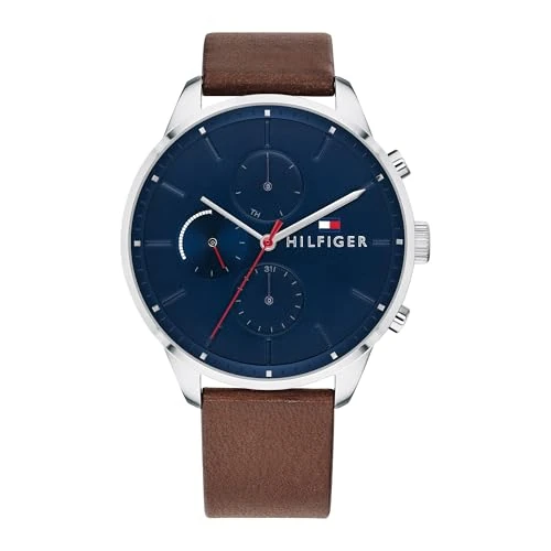 Oferta ograniczona: Tommy Hilfiger Analogowy wielofunkcyjny zegarek kwarcowy dla mężczyzn ze skórzanym paskiem lub bransoletką z siatki ze stali nierdzewnej z 314.99 EUR na 314.99 EUR (znizka 0%)