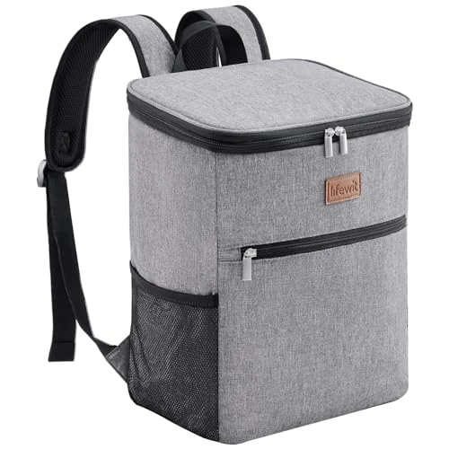 Offre limitee: Lifewit Sac a Dos Isotherme 24L(30 Cannettes), Grand Sac à Dos Isotherme Repas Adulte, Glaciere Étanche Souple Portable pour Hommes Femmes, pour Pique-Nique/Plage/Barbecue/Camping/Voyage, Gris de 24.99 EUR a 24.99 EUR (economie 0%)