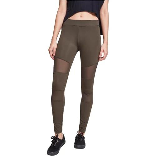 Urban Classics Leggings, Sportivi a Vita Alta con Inserti Mesh Elasticizzati con Vestibilità Regolare e Gamba Affusolata, da Donna, Verde (Khaki), XXXXXL