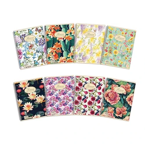 Begrenztes Angebot: Pigna, Nature Flowers Spiralgebundene Notizbücher, A5 16x20,5 cm, mit 4 Löchern und Mikroperforation, innen 1R, liniert, 80 g/qm, Recyclingpapier, sortierte Themen, 5 von 13.81 EUR auf 11.60 EUR (Rabatt 16%)