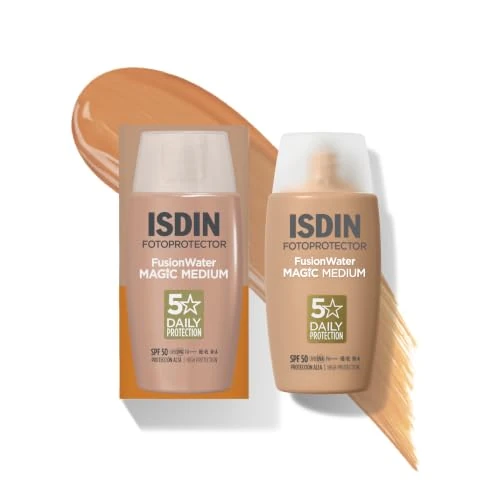 Zeitlich begrenztes Angebot: ISDIN Fusion Water Magic Color Medium LSF 50 - Getönte Sonnencreme Gesicht - Natürliche Abdeckung & Ebenmäßiger Teint - Spendet Feuchtigkeit, Ultraleicht, 50ml von 27.90 € auf 24.07 € (14% Rabatt)