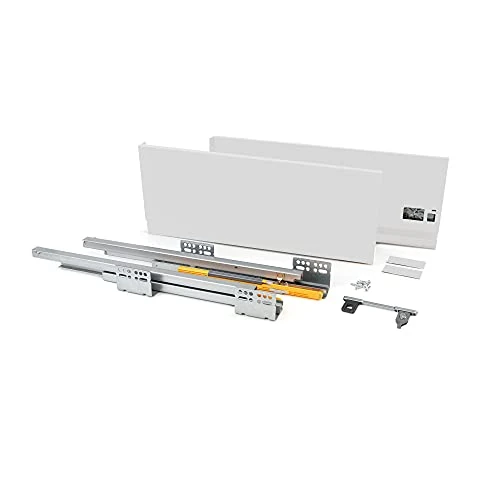 Zeitlich begrenztes Angebot: Emuca - Schubkastengarnitur für küche oder badzimmer mit Vollauszug und integriete Dämpfung, Höhe 185mm und Tiefe 450mm, Weiß von 39.52 € auf 39.52 € (0.00% Rabatt)