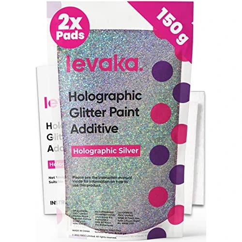 Limited-time offer: Levaka Glitter for Paint, Holographic Silver Glitter Paint for Walls, 150g from 7.99 £ to 7.99 £ (save 0.00%)