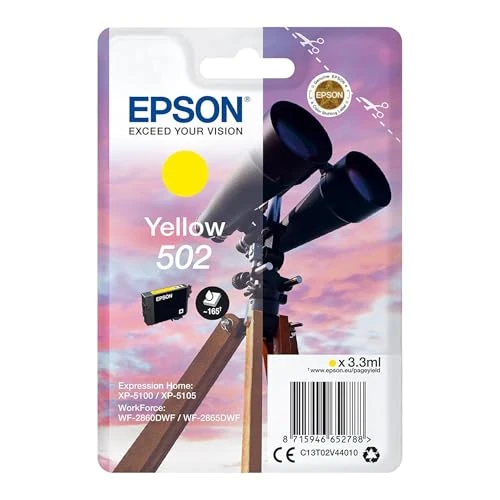 Epson 502 Serie Binocolo, Cartuccia originale getto d'inchiostro, Formato Standard, Giallo